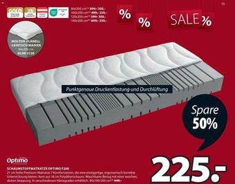 JYSK SCHAUMSTOFFMATRATZE OPTIMO F200 90x190/200 cm Angebot