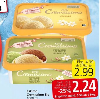 Spar Eskimo Cremissimo Eis 1000 ml Angebot