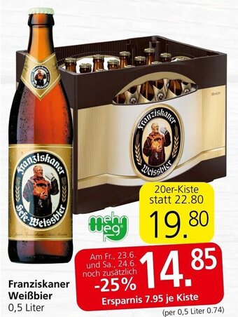 Spar Franziskaner Weißbier 0,5 Liter Angebot