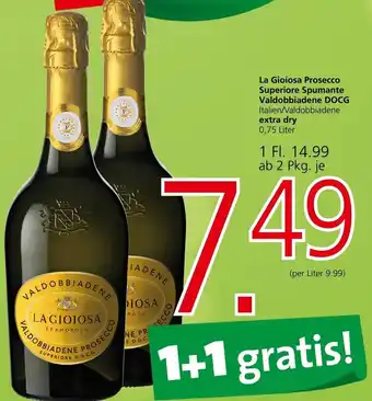 Spar La Gio La Gioiosa Prosecco Superiore Spumante Valdobbiadene DOCG Italien/Valdobbiadene extra dry 0,75 Liter Angebot