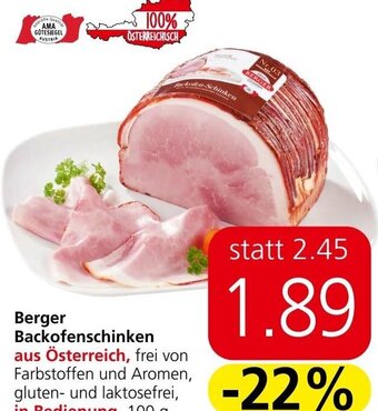 Spar Berger Backofenschinken 100 g Angebot