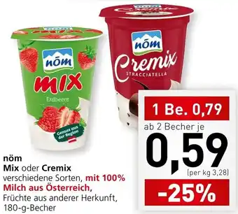 Spar nöm Mix oder Cremix verschiedene Sorten, mit 100% Milch aus Österreich, Früchte aus anderer Herkunft, 180-g-Becher Angebot