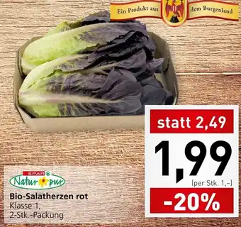 Spar Natur pur Bio-Salatherzen rot Klasse 1, 2-Stk.-Packung Angebot