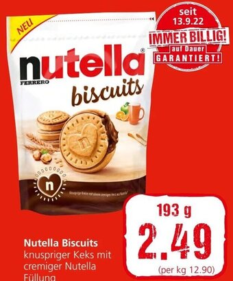 Spar Nutella Biscuits knuspriger Keks mit cremiger Nutella Füllung 193 g Angebot