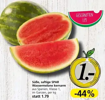 Spar Süße, saftige SPAR Wassermelone kernarm aus Spanien, Klasse 1, im Ganzen, per kg Angebot