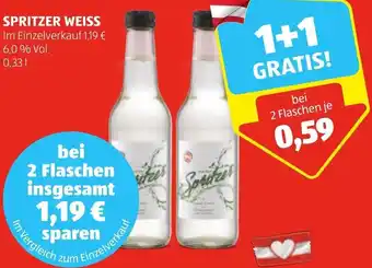 Hofer SPRITZER WEISS 0.33 bei 2 Flaschen insgesamt 1,19 € Angebot