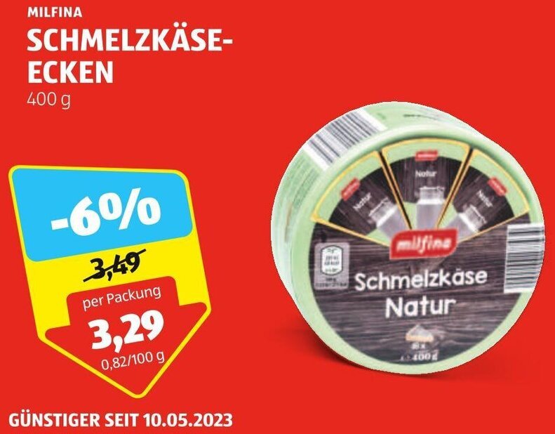 MILFINA SCHMELZKÄSEECKEN 400 g Angebot bei Hofer