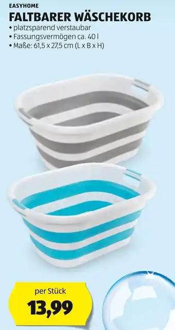 Hofer EASYHOME FALTBARER WÄSCHEKORB • Maße: 61,5 x 27,5 cm (L x B x H) per Stück Angebot