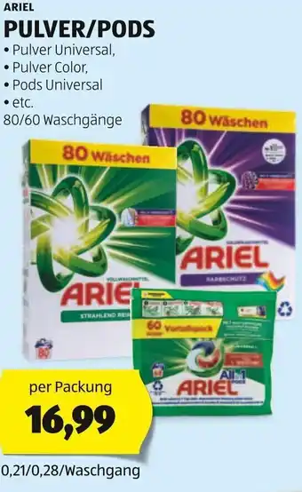 Hofer ARIEL PULVER/PODS 80/60 Waschgänge Angebot
