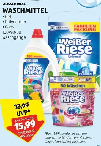 Hofer WEISSER RIESE WASCHMITTEL 100/90/80 Waschgänge Angebot