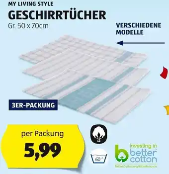 Hofer MY LIVING STYLE GESCHIRRTÜCHER Gr. 50 x 70cm Angebot
