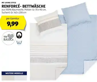 Hofer MY LIVING STYLE RENFORCÉ-BETTWÄSCHE aus 100% Baumwolle, Polster: Gr. 70 x 90 cm, Tuchent: Gr. 140 x 200 cm Angebot