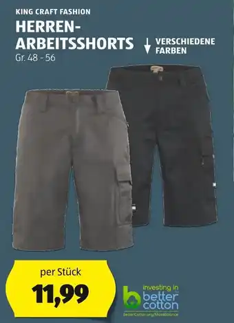 Hofer KING CRAFT FASHION HERREN-ARBEITSSHORTS per Stück Angebot