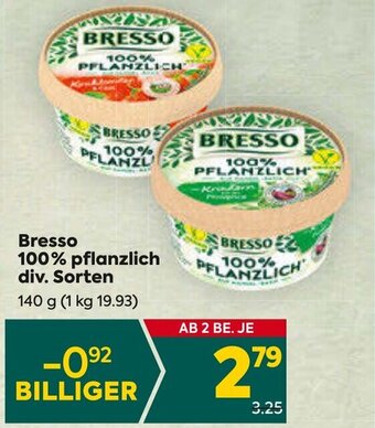 Billa Bresso 100% pflanzlich div. Sorten 140 g Angebot
