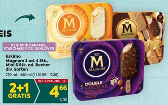 Billa Eskimo Magnum 3 od. 4 Stk., Mini 6 Stk. od. Becher div. Sorten 270 ml-440 ml Angebot