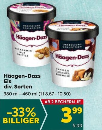 Billa Häagen-Dazs Eis div. Sorten 380 ml-460 ml Angebot