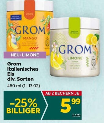 Billa Grom italienisches Eis div. Sorten 460 ml Angebot