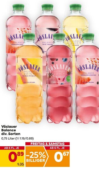 Billa Vöslauer Balance div. Sorten 0,75 Liter Angebot