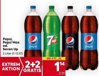 Billa Pepsi, Pepsi Max od. Seven Up 2 Liter Angebot