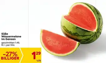 Billa Süße Wassermelone im Ganzen geschnitten 1.49, Kl. I, per Kilo Angebot