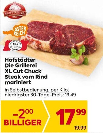 Billa Hofstädter Die Grillerei XL Cut Chuck Steak vom Rind mariniert Angebot