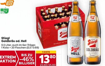 Billa Stiegl Goldbräu od. Hell 0,5 Liter Angebot
