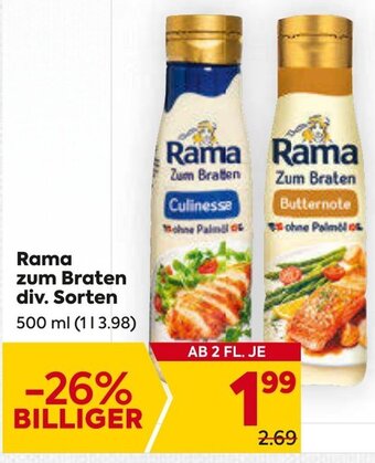 Billa Rama zum Braten div. Sorten 500 ml Angebot