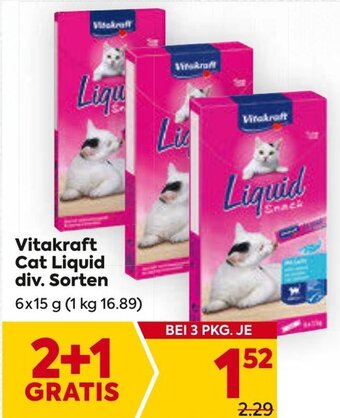 Billa Vitakraft Cat Liquid div. Sorten 6x15 g Angebot