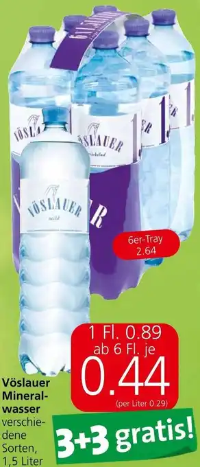 Eurospar Vöslauer Mineral-wasser verschie-dene Sorten, 1,5 Liter Angebot
