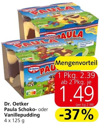 Eurospar Dr.Oetker Paula Schoko- oder Vanillepudding 4 x 125 g Angebot