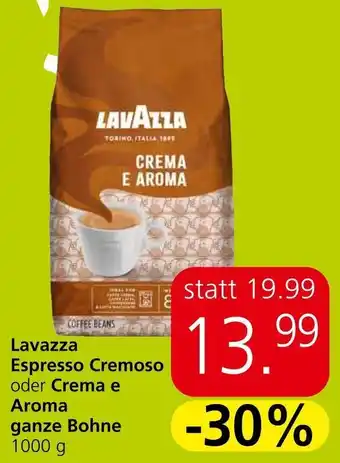 Eurospar Lavazza Espresso Cremoso oder Crema e Aroma ganze Bohne 1000 g Angebot