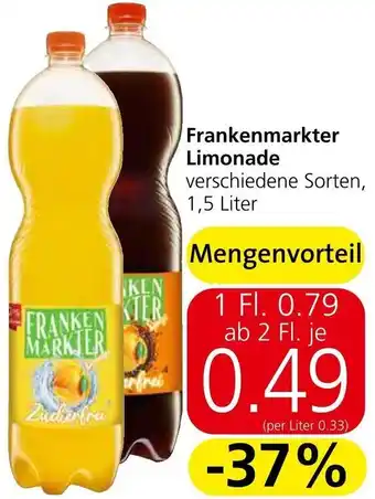 Eurospar Frankenmarkter Limonade verschiedene Sorten, 1,5 Liter Angebot