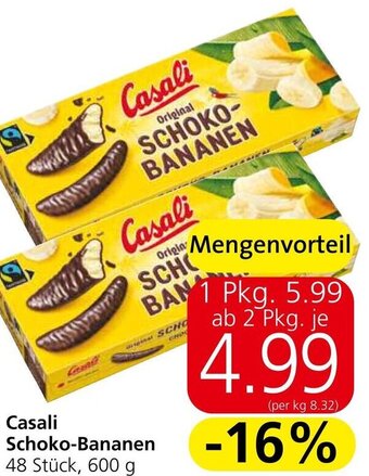 Eurospar Casali Schoko-Bananen 48 Stück, 600 g Angebot