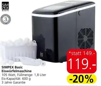 Eurospar SIMPEX Basic Eiswürfelmaschine 105 Watt, Füllmenge: 1,8 Liter Eis-Kapazität: 600 g Angebot