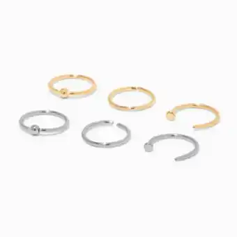 Claire's Mixed metal titanium 20g ball stud & hoop nose rings - 6 pack Angebot