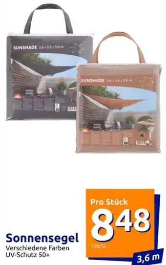 Action Sonnensegel Verschiedene Farben UV-Schutz 50+ 3,6 m Angebot