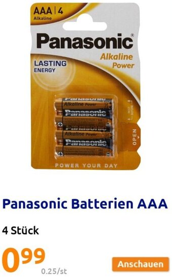 Action Panasonic Batterien AAA 4 Stück Angebot