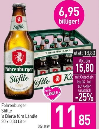 Sutterlüty Fohrenburger Stiftle 's Bierle fürs Ländle 20 x 0,33 Liter Angebot