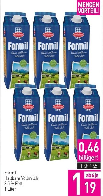 Sutterlüty Formil Haltbare Vollmilch 3,5% Fett 1 Liter Angebot