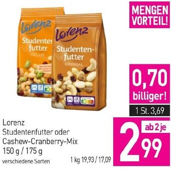 Sutterlüty Lorenz Studentenfutter oder Cashew-Cranberry-Mix 150 g/175 g Angebot