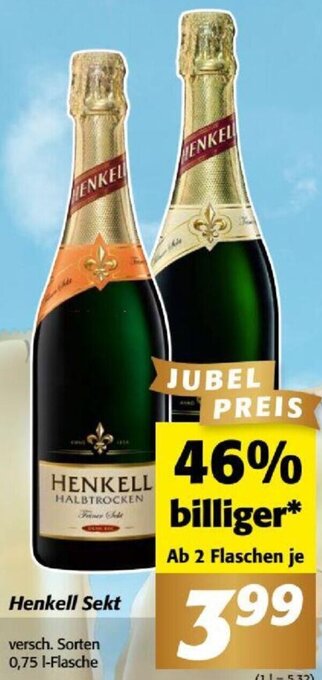 Nah&Frisch Henkell Sekt versch. Sorten 0,75 l-Flasche Angebot