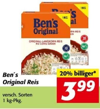 Nah&Frisch Ben's Original Reis versch. Sorten 1 kg-Pkg. Angebot