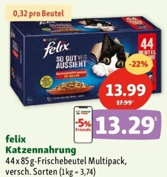Fressnapf felix Katzennahrung 44x85g-Frischebeutel Multipack, versch. Sorten Angebot