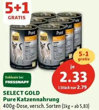 Fressnapf SELECT GOLD Pure Katzennahrung 400g-Dose, versch. Sorten Angebot