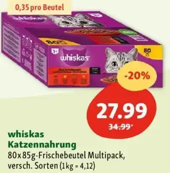 Fressnapf whiskas Katzennahrung 80x85g-Frischebeutel Multipack, versch. Sorten Angebot