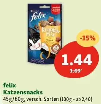 Fressnapf felix Katzensnacks 45g/60g, versch. Sorten Angebot