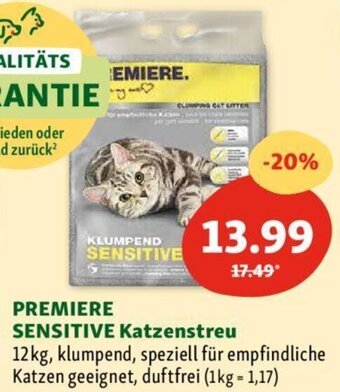 Fressnapf PREMIERE SENSITIVE Katzenstreu 12kg Angebot
