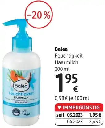 dm Balea Feuchtigkeit Haarmilch 200 ml Angebot