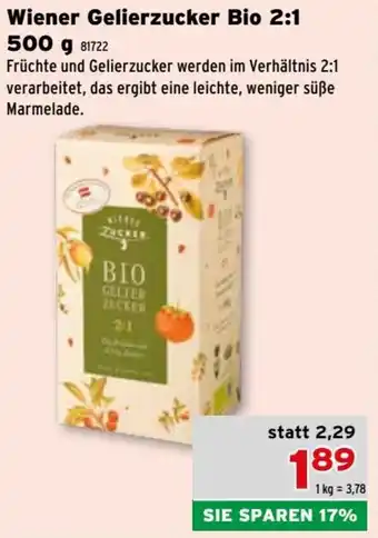 Wiener Gelierzucker Bio 2:1 500 g