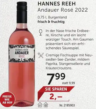 Weinwelt Interspar HANNES REEH Andauer Rosé 2022 0,75 l, Burgenland Angebot